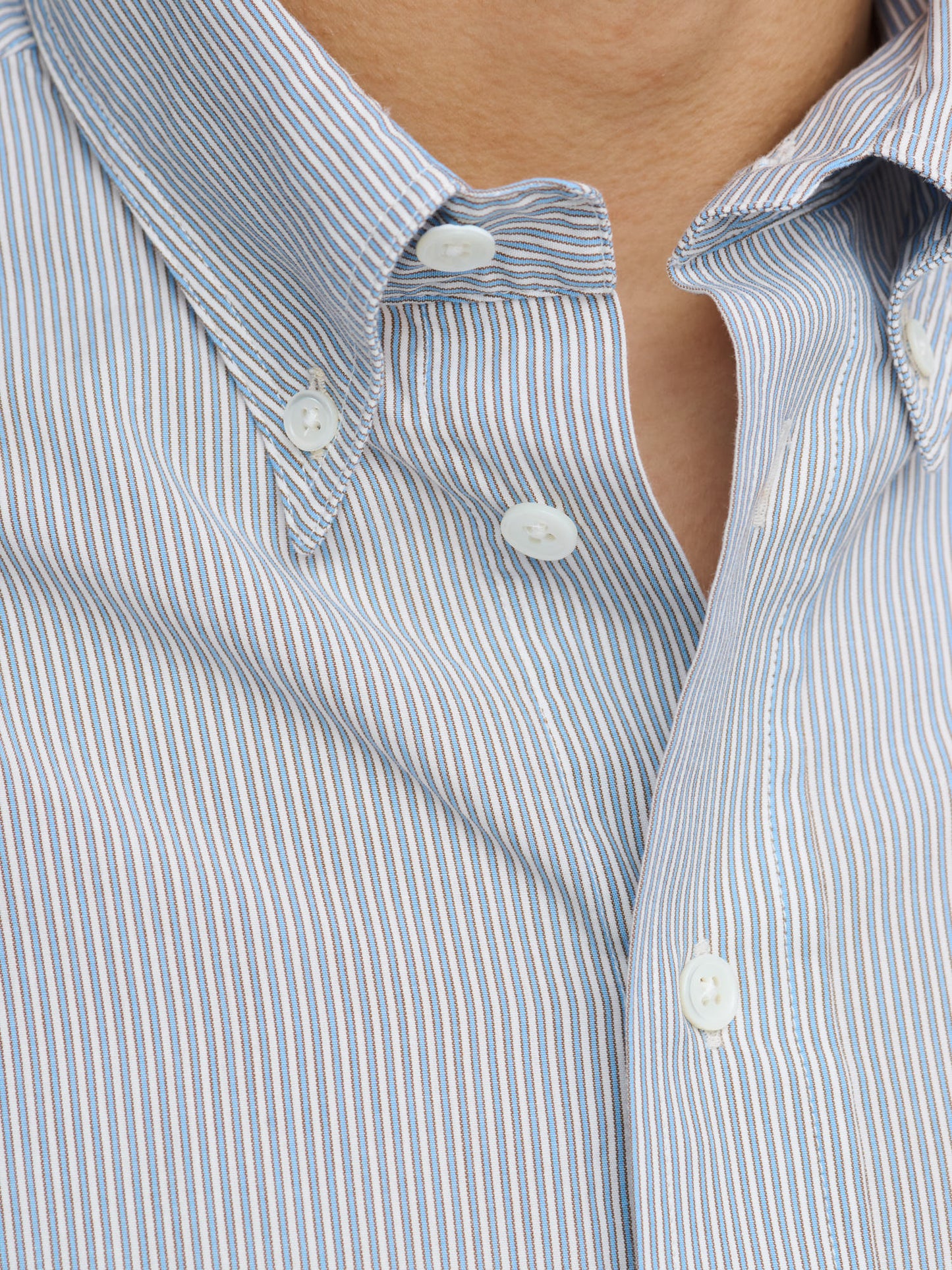 American BD Shirt Shadow Stripe, Blue & Brown