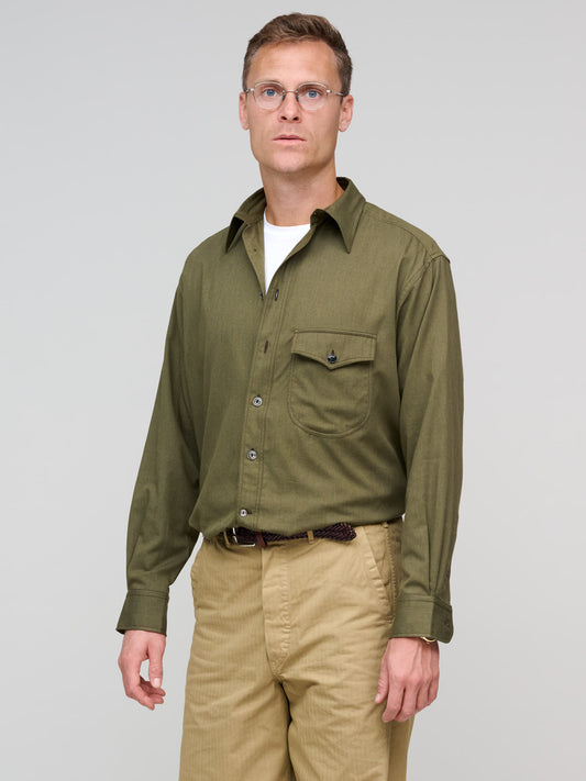 Come Up To The Studio Shirt Fine Twill, Olive Green