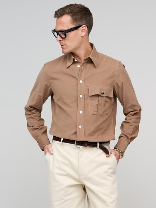 1 Pocket Officer's Shirt Needlecord, Mouse