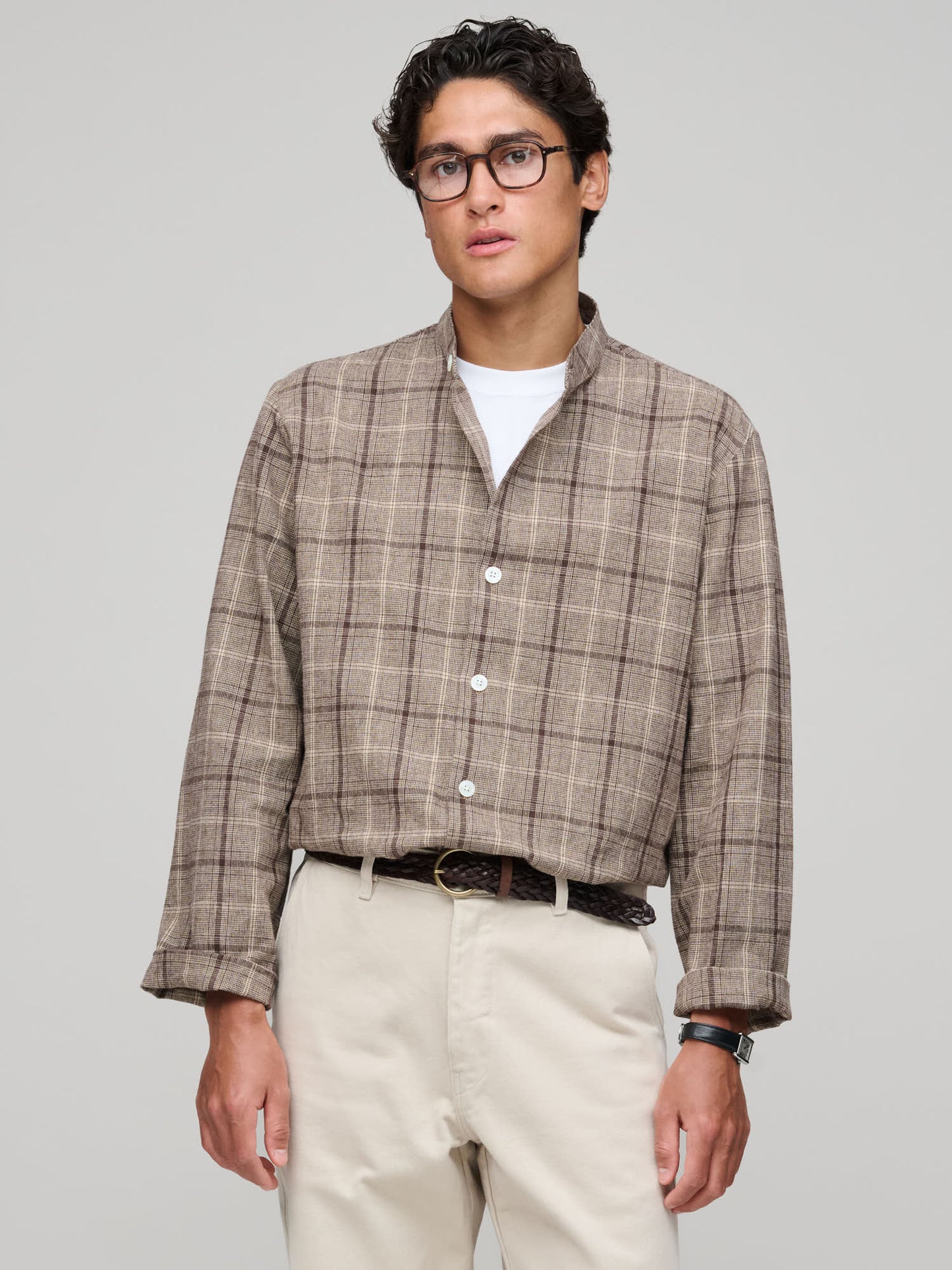 PJ Shirt, Big Check, Brown/Ecru