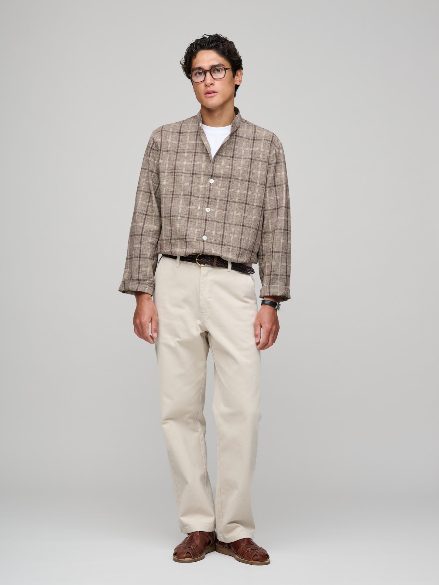 PJ Shirt, Big Check, Brown/Ecru