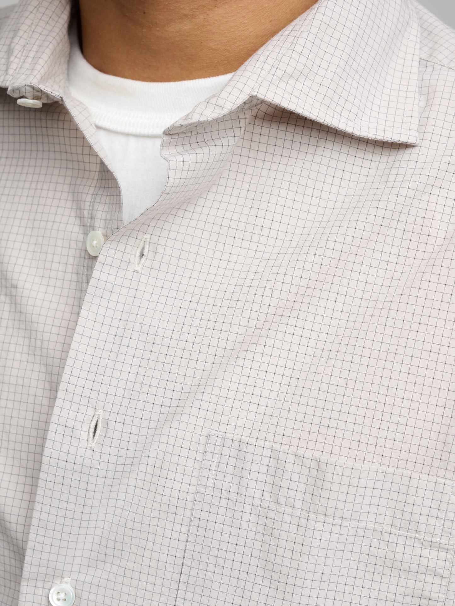 Soft Spread Collar Shirt Fine Grid Check, Clay