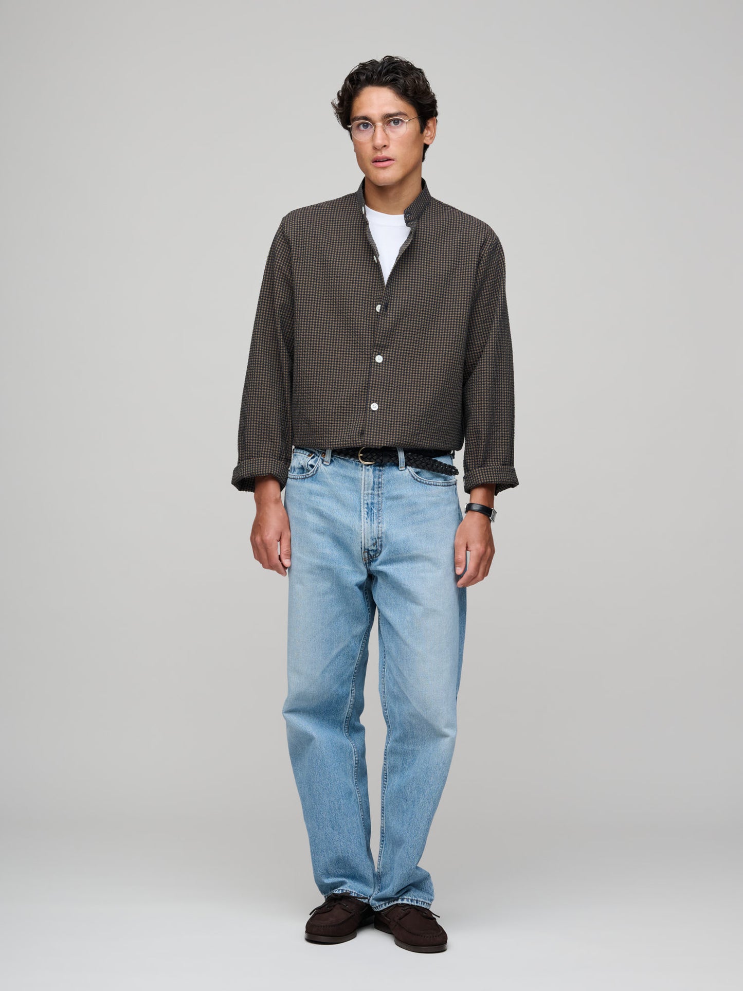 PJ Shirt, Seersucker Check, Navy/Khaki/Green