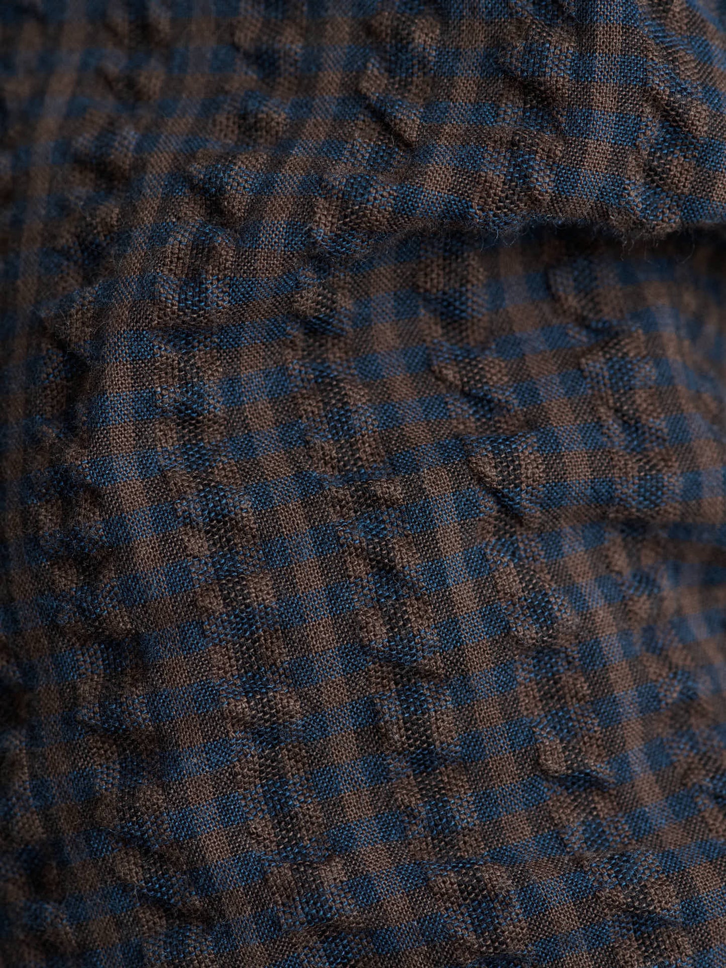 Soft Spread Collar, Seersucker Mini Check, Brown/Navy