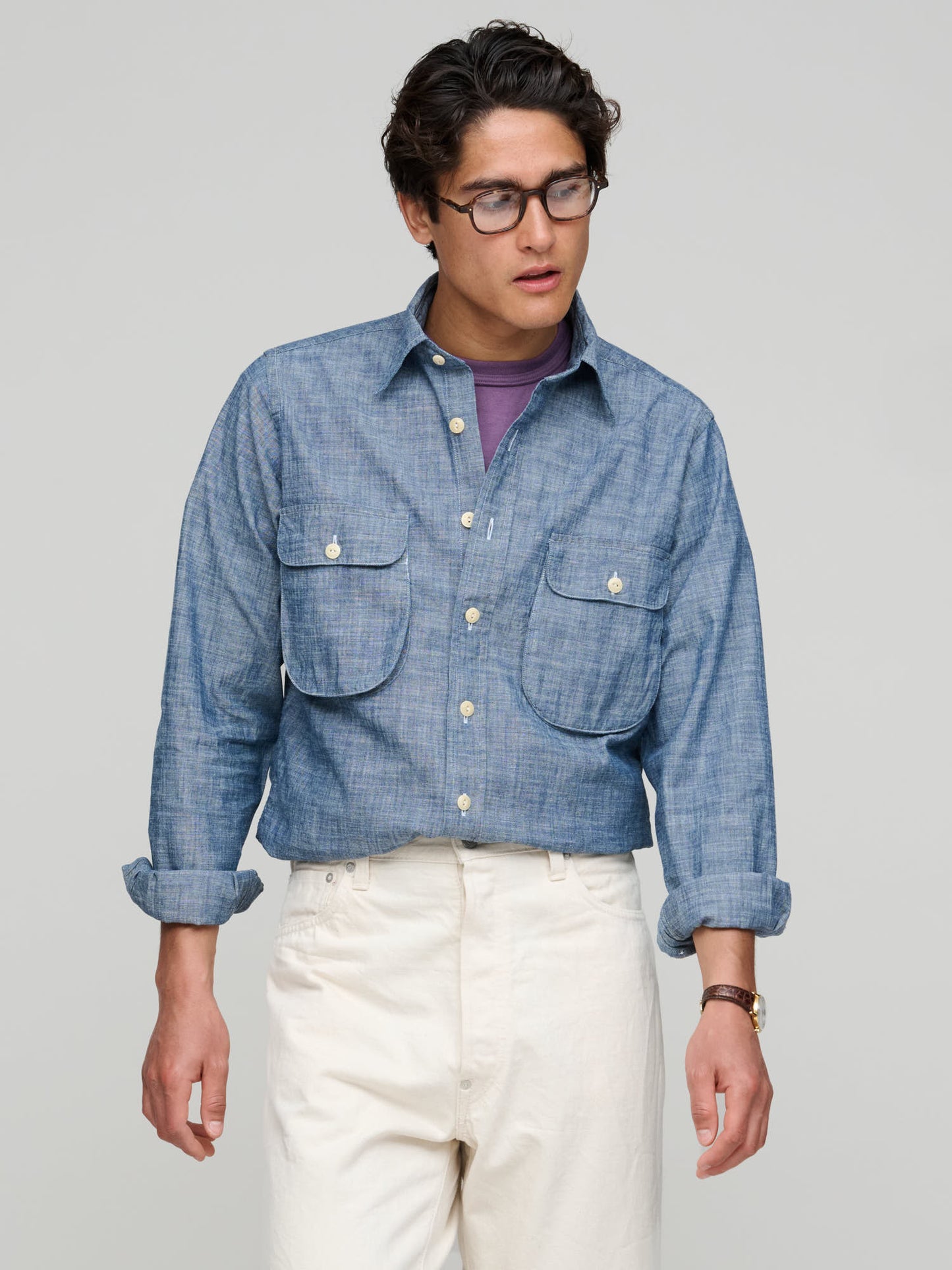 Drake's for GOODS, Deep Pocket Work Shirt, Chambray