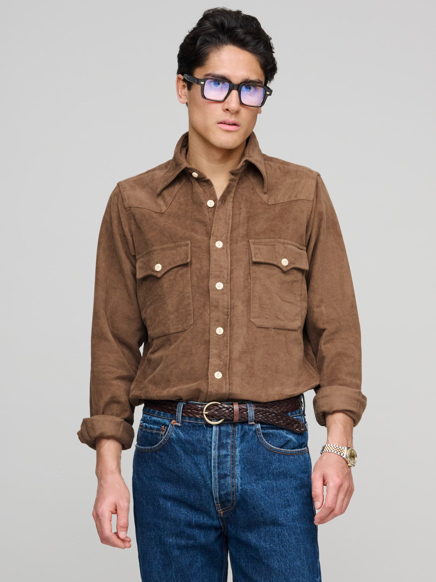 Moleskin Western Shirt, Brown