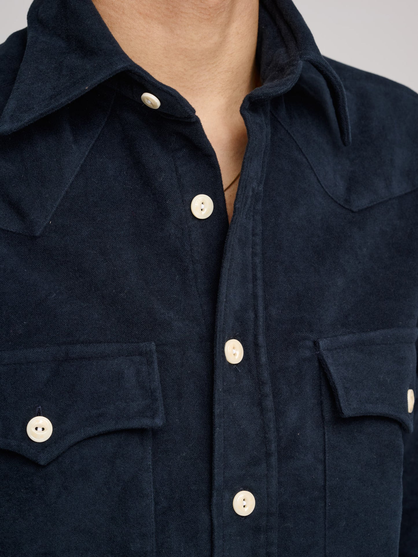 Moleskin Western Shirt, Dark Navy