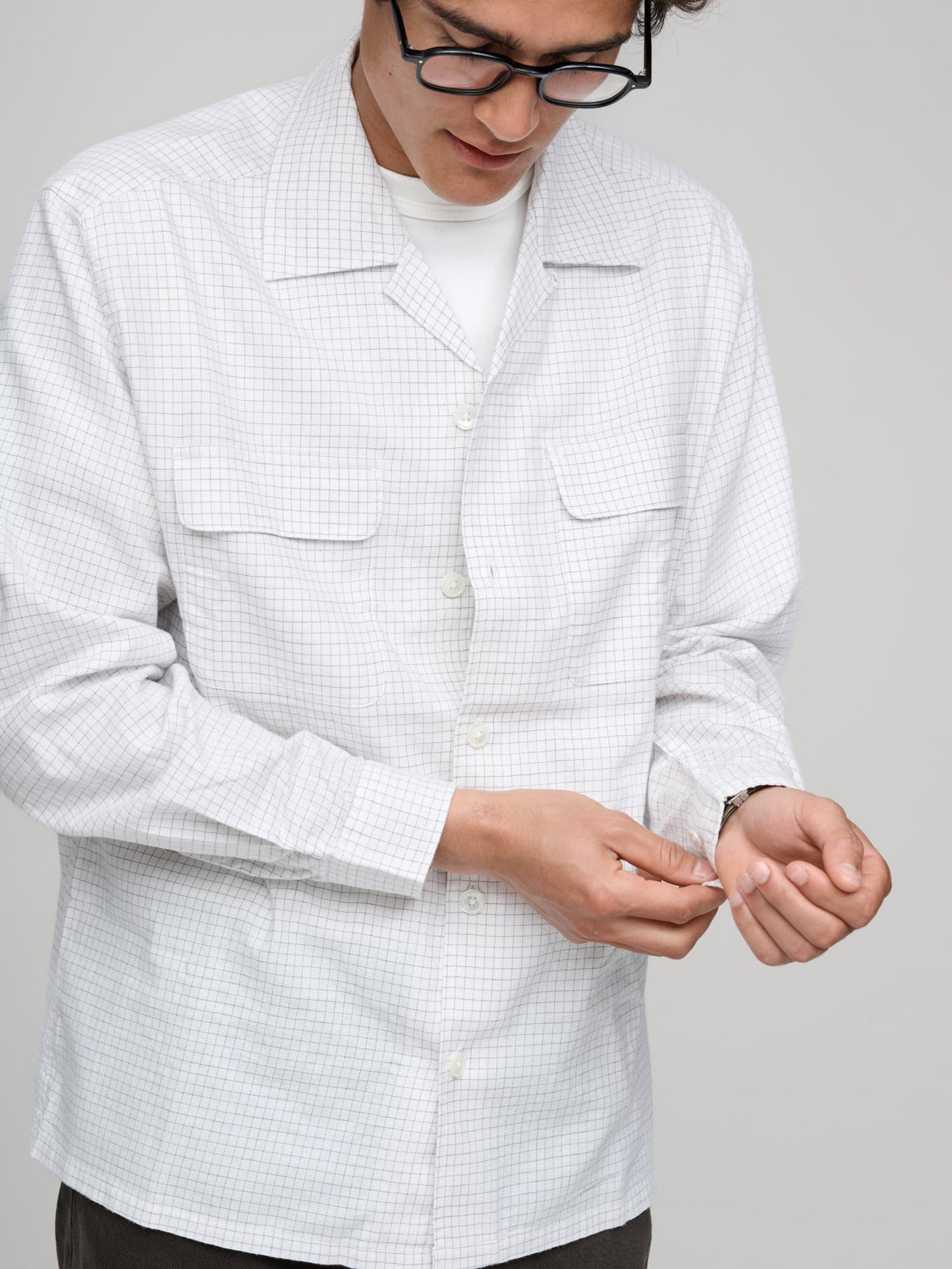 Pocket Shirt, White Check