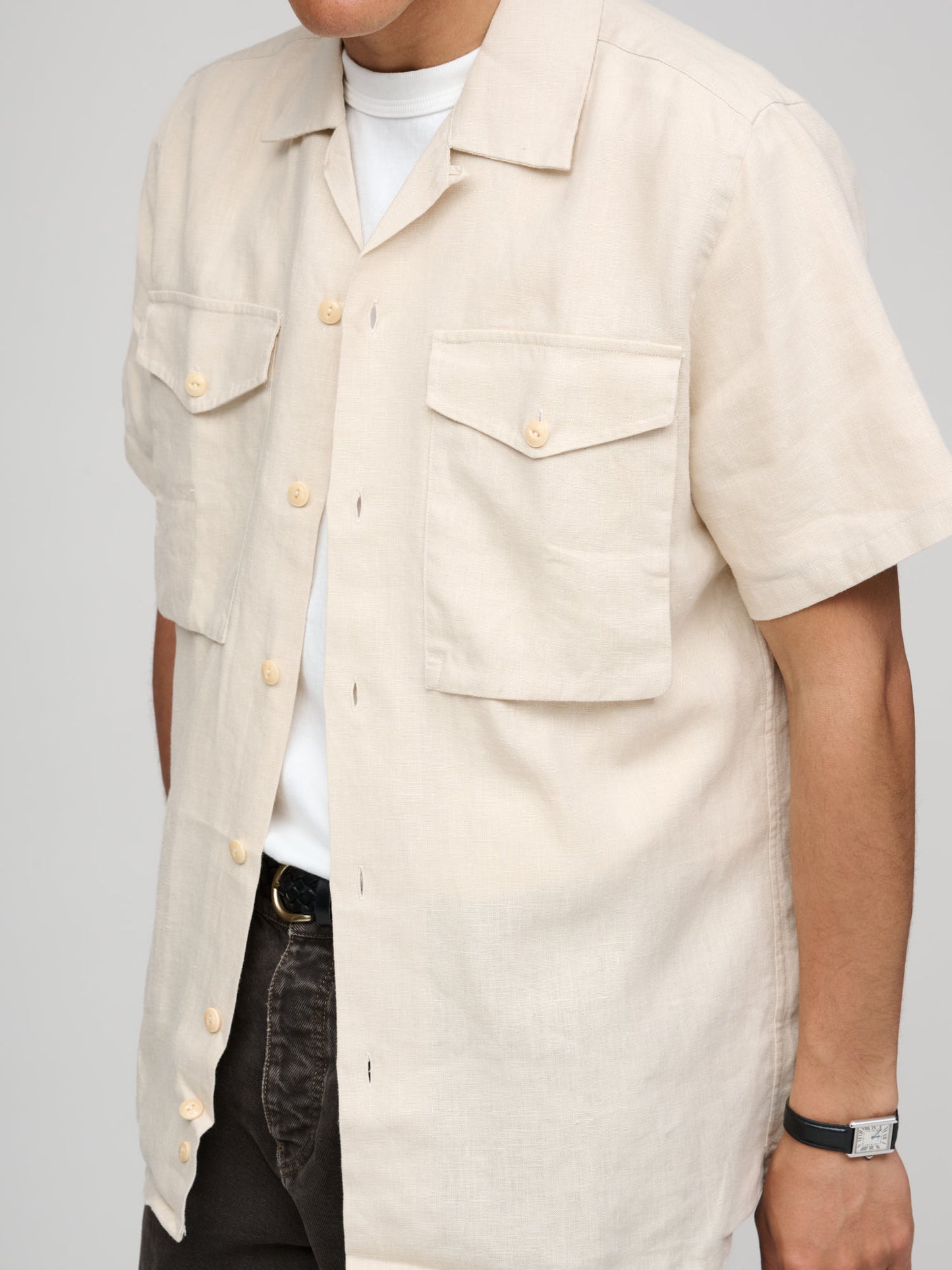 Military SS Linen Shirt, Ecru