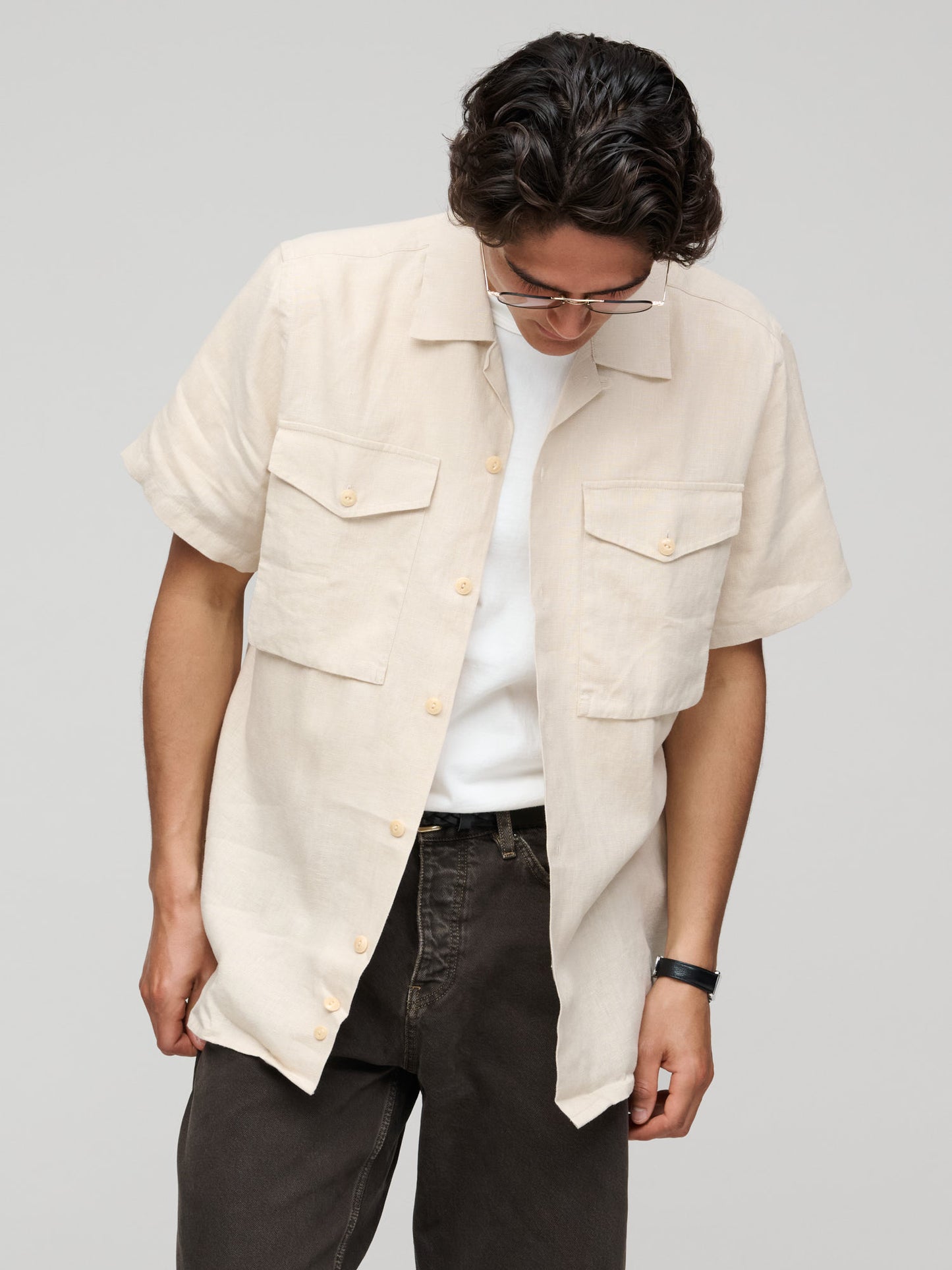 Military SS Linen Shirt, Ecru