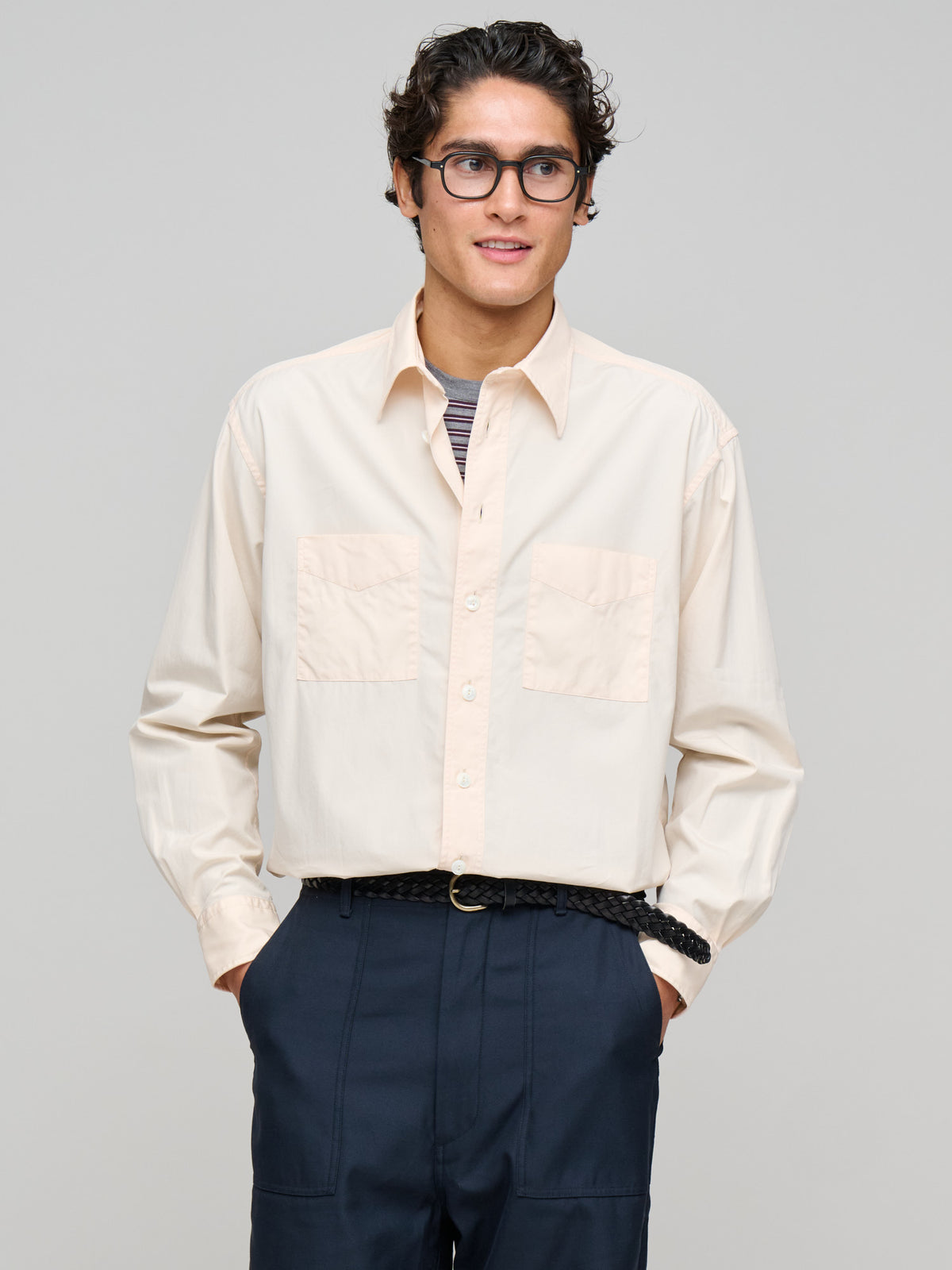 Utility Poplin Shirt, Sweet Peach