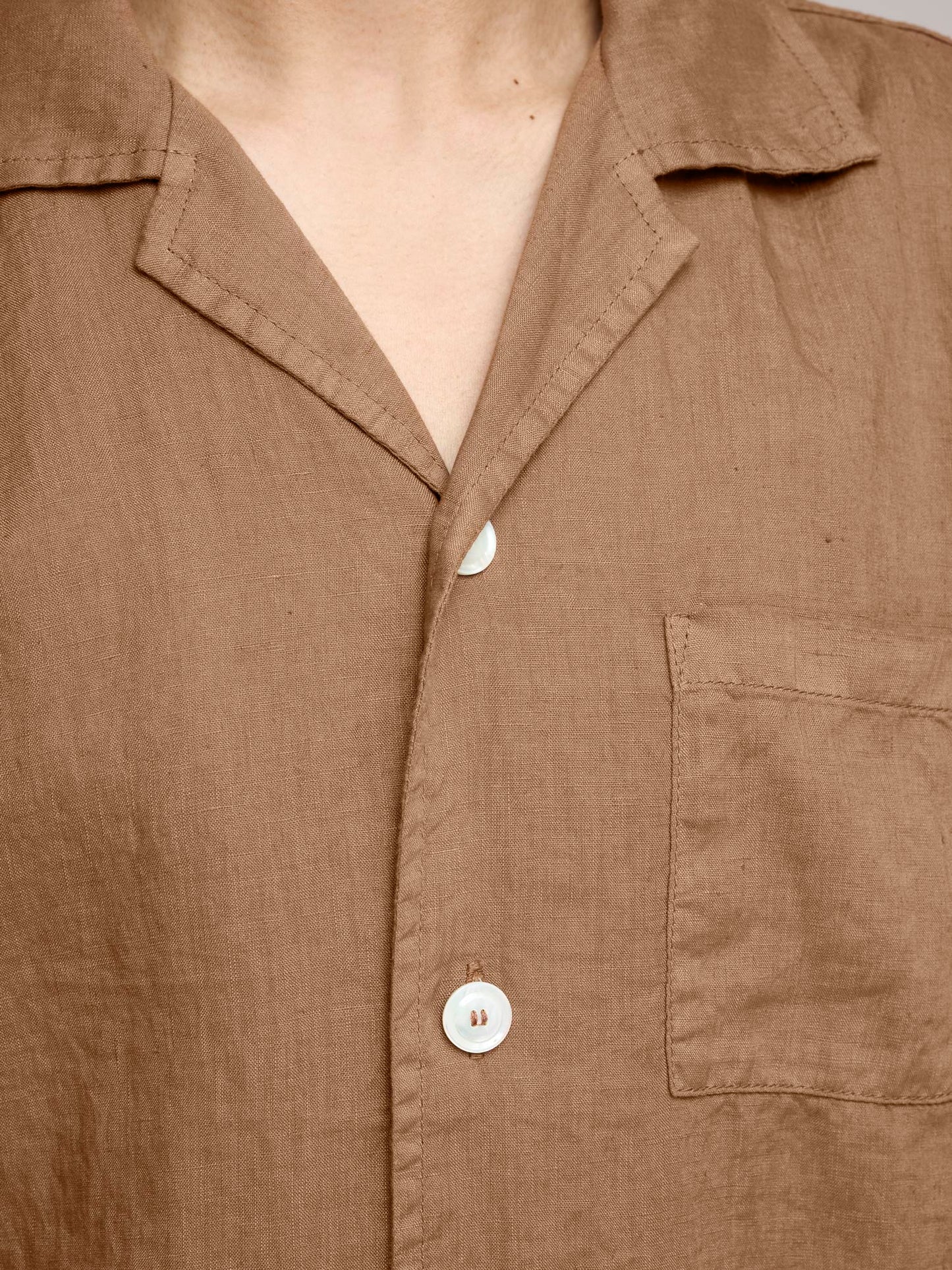 Ago Short Sleeve Linen Shirt, Brown