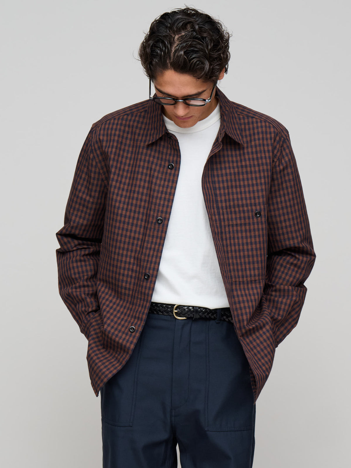 Overall Shirt Irreegular Gingham, Chestnut & Ink