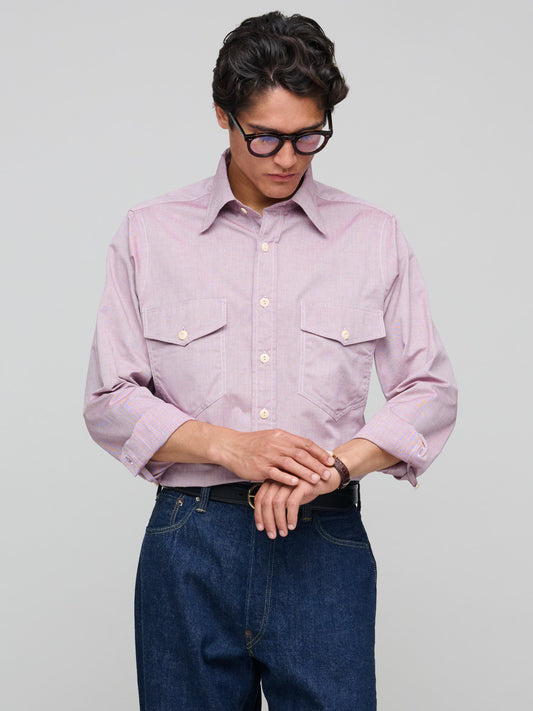 Drake's for GOODS LP Pinpoint Work Shirt, Wine