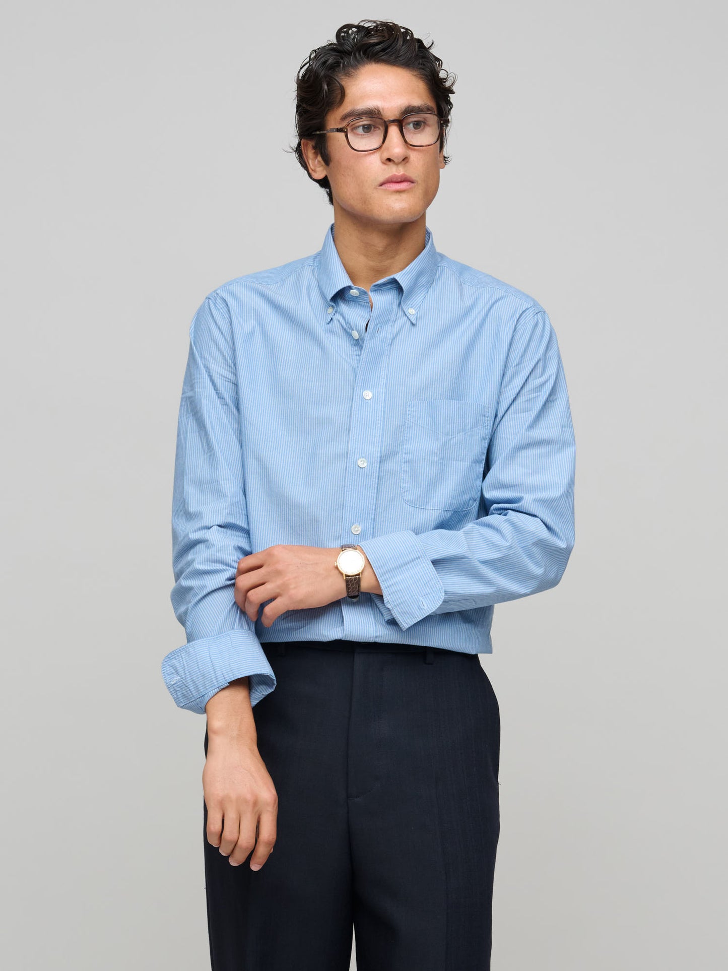 American BD Shirt Japanese Mini Stripe, Blue