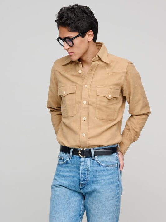 Moleskin Western Shirt, Camel