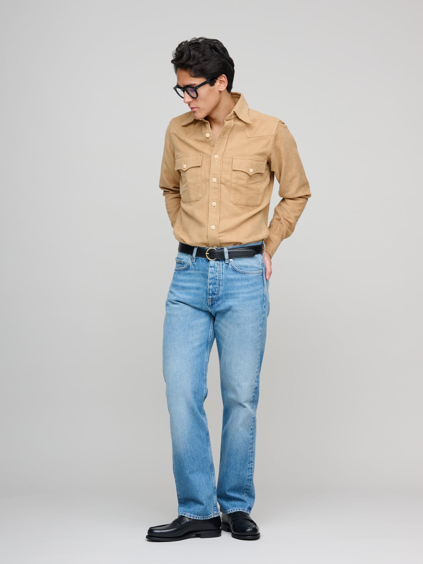 Moleskin Western Shirt, Camel