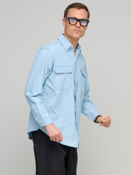Chambray Work Shirt, Vintage Bleached