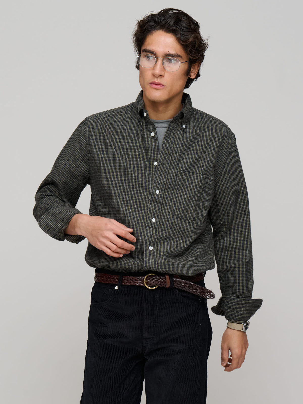 Mini Checked Flannel Shirt, Forest