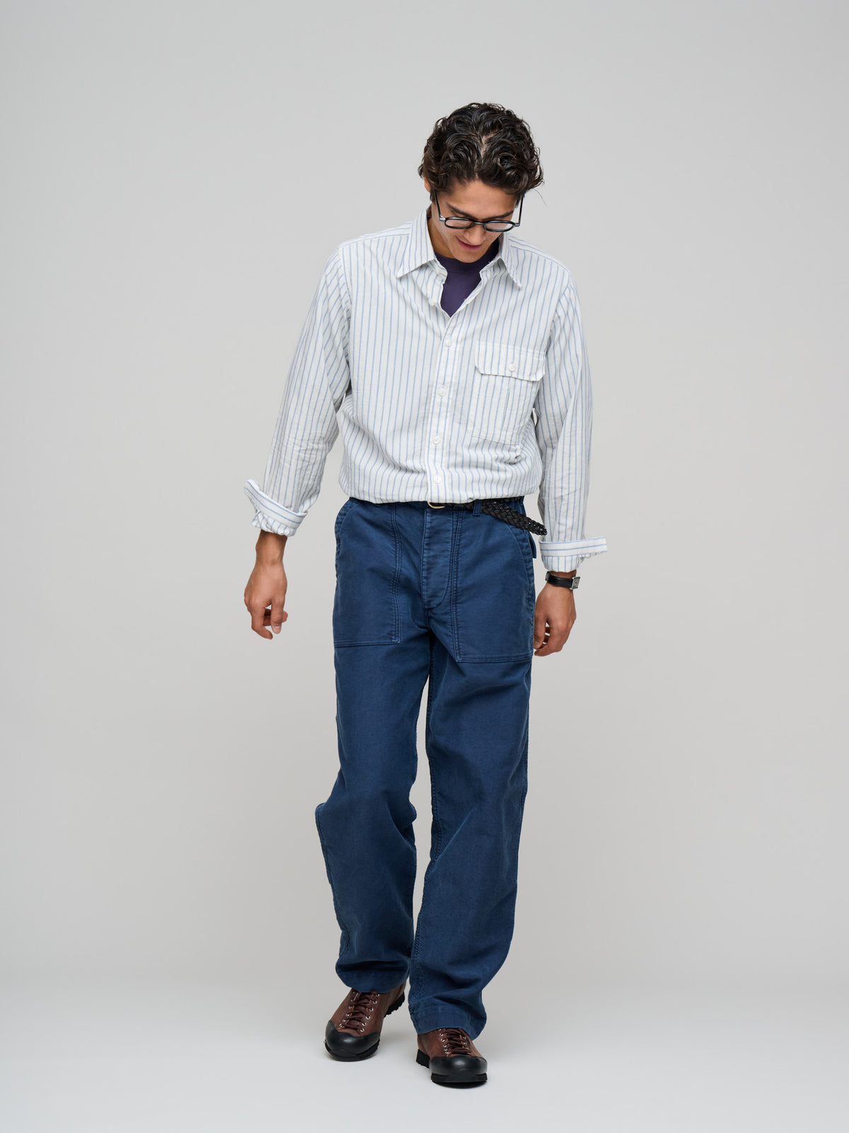 LP One-Pocket Halo Stripe Shirt, White & Blue
