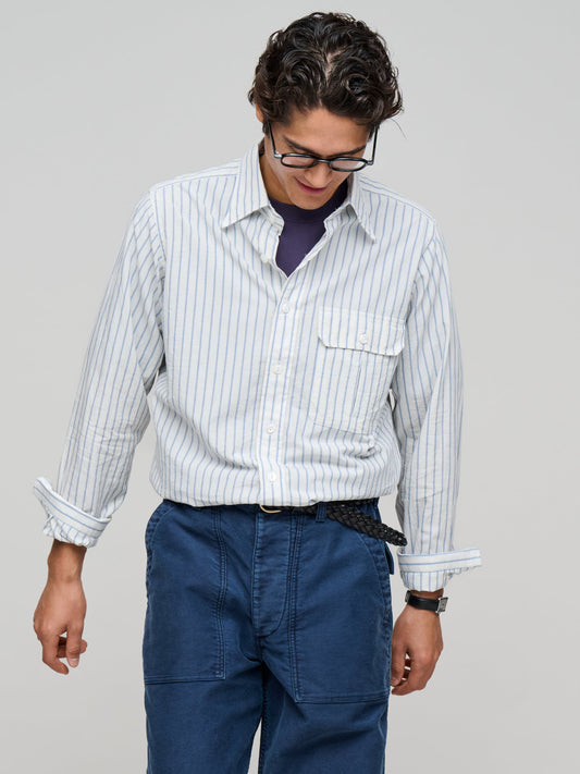 LP One-Pocket Halo Stripe Shirt, White & Blue