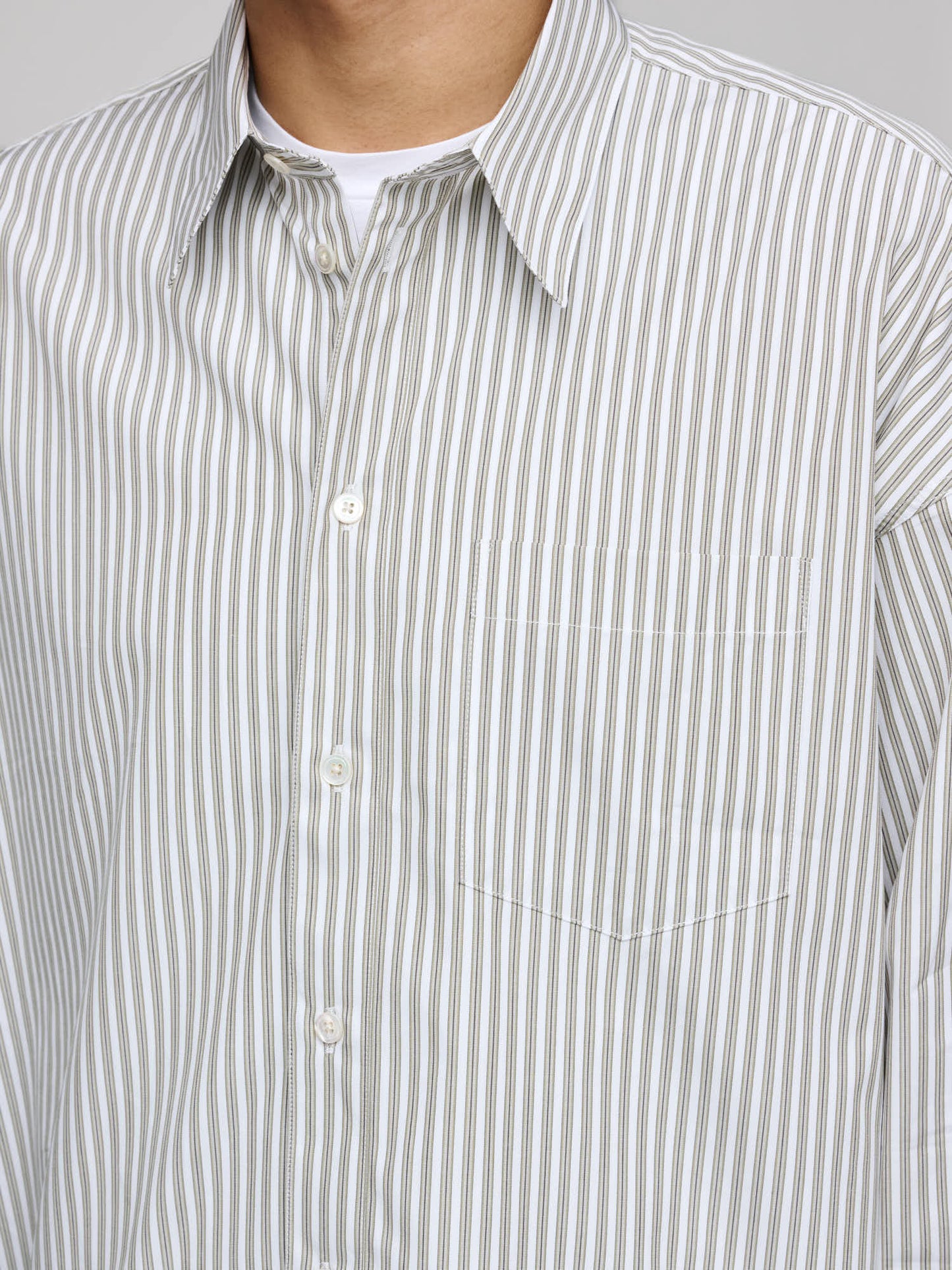Stable Shirt, Off White & Khaki Stripe