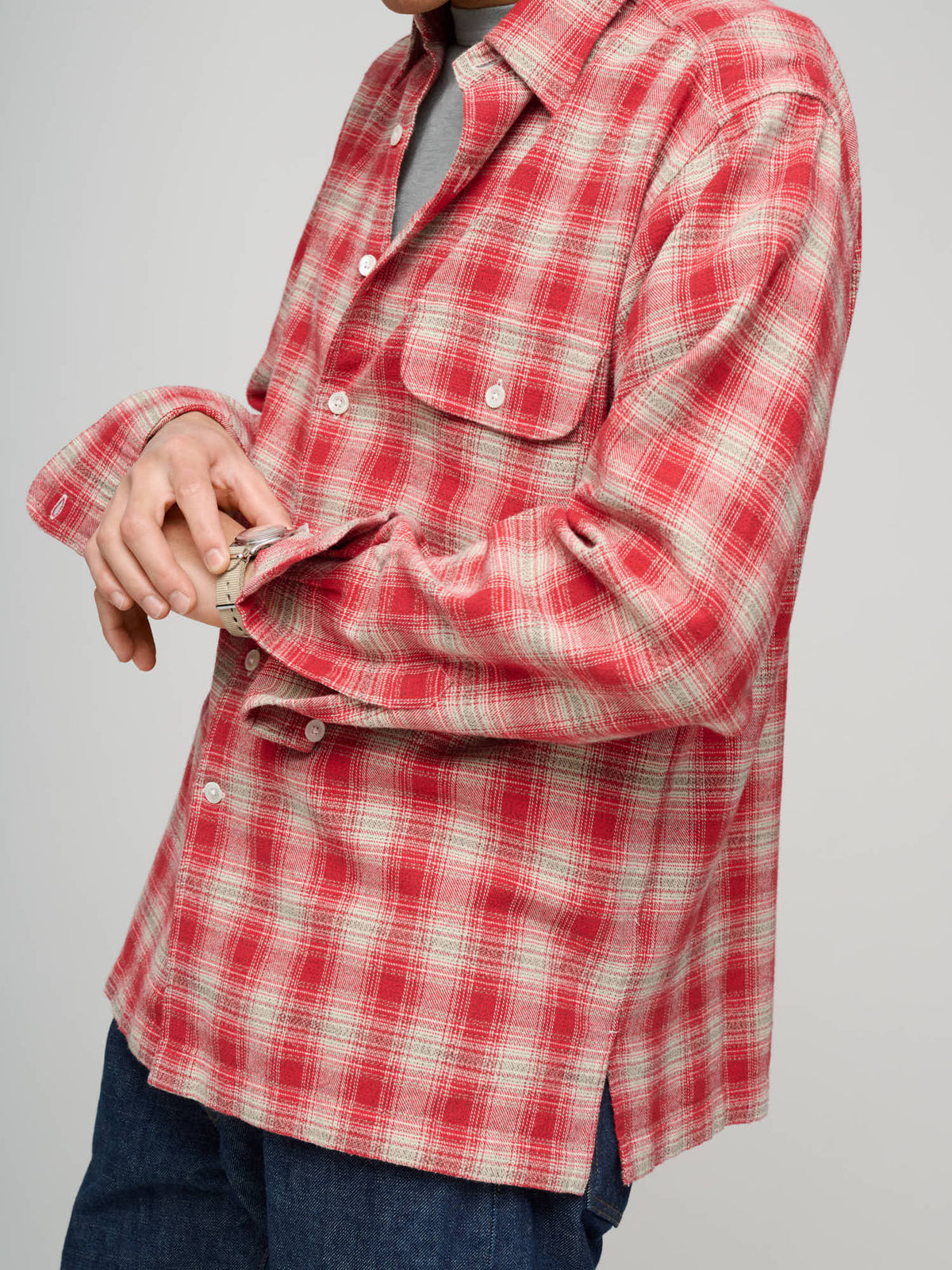 Off Duty L/S Shirt Glen Check, Red