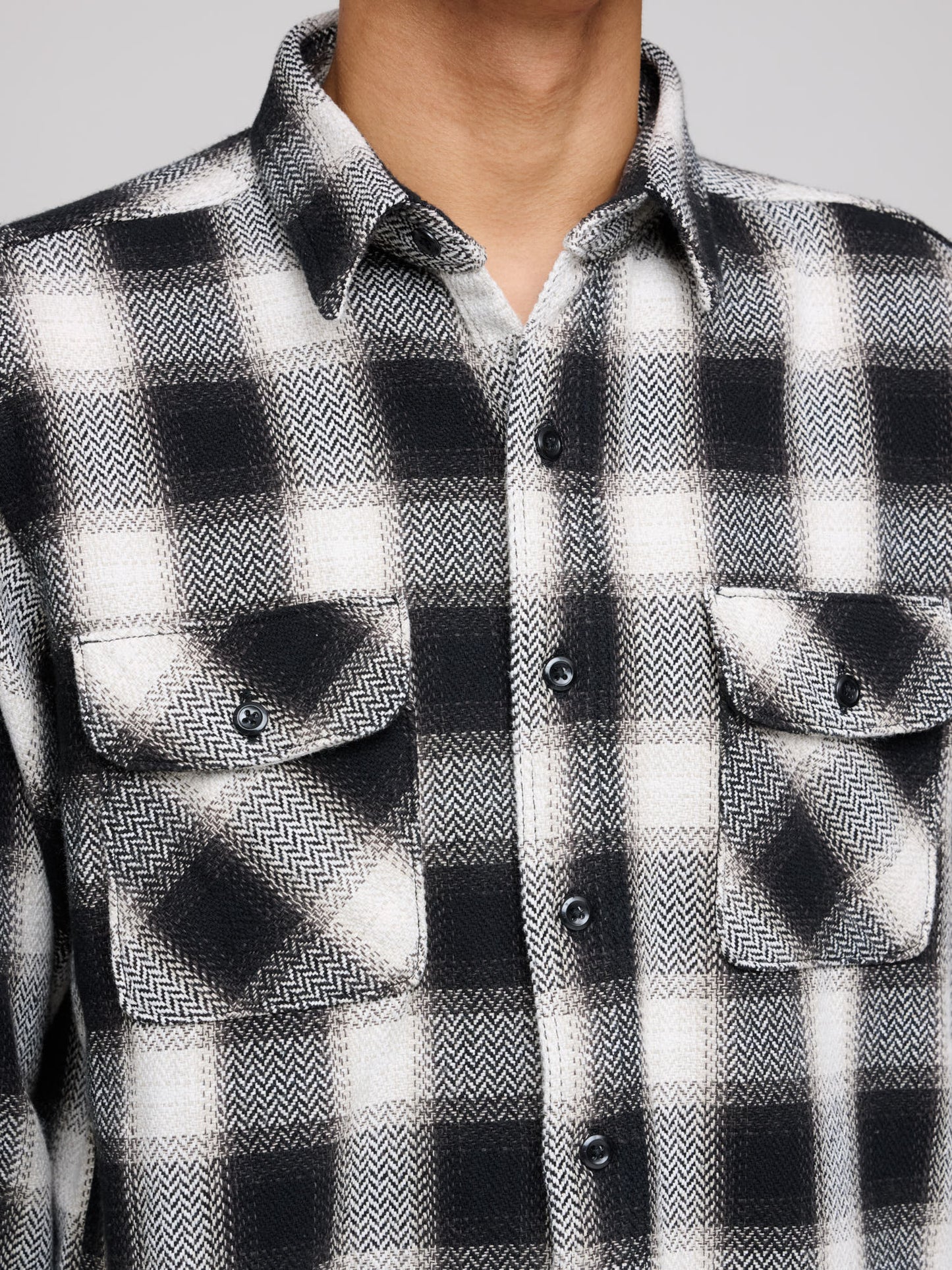 Relax Fit Heavyweight Flannel Shirt; Black