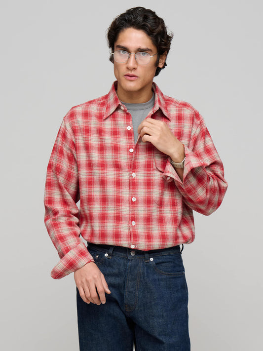 Off Duty L/S Shirt Glen Check, Red