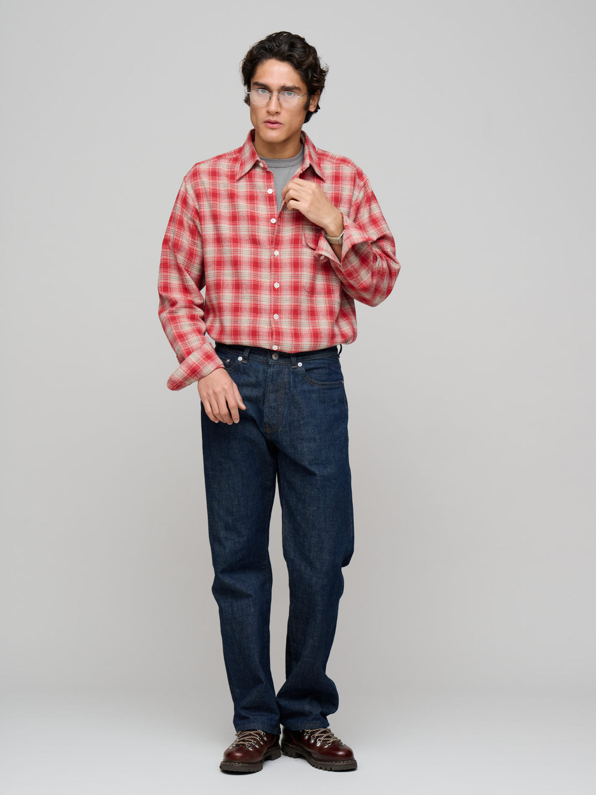 Off Duty L/S Shirt Glen Check, Red