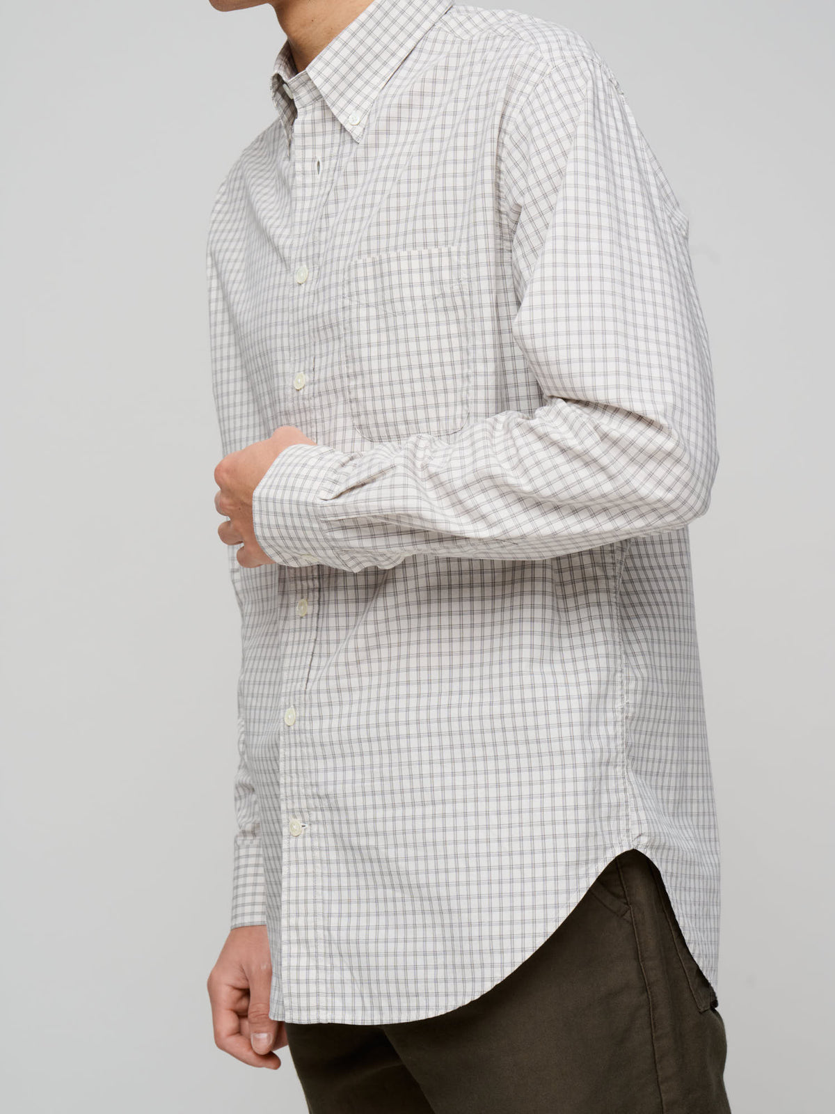 American BD Fine Windowpane Check, Ecru/Taupe