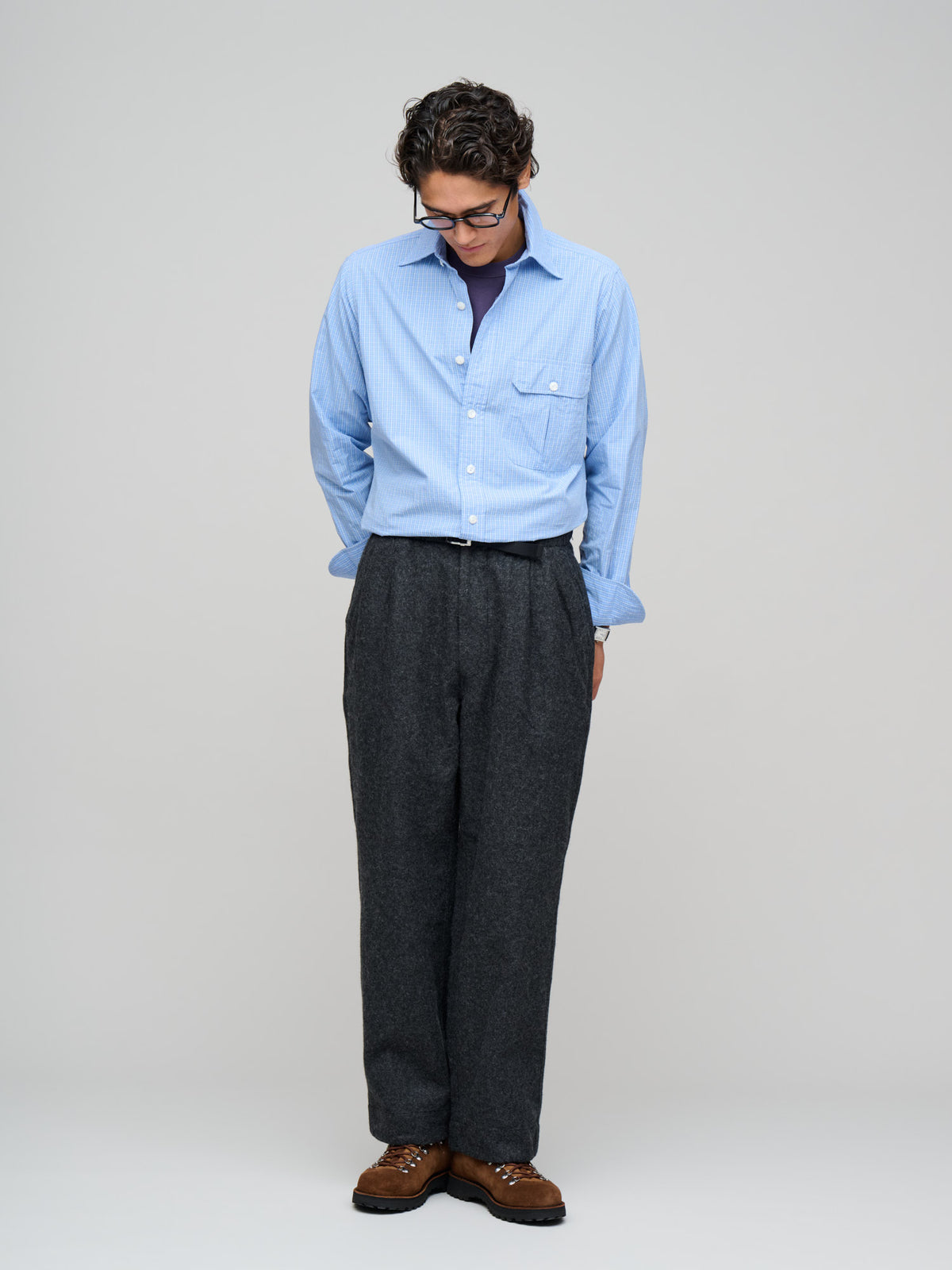 LP One-Pocket Check Shirt, Light Blue