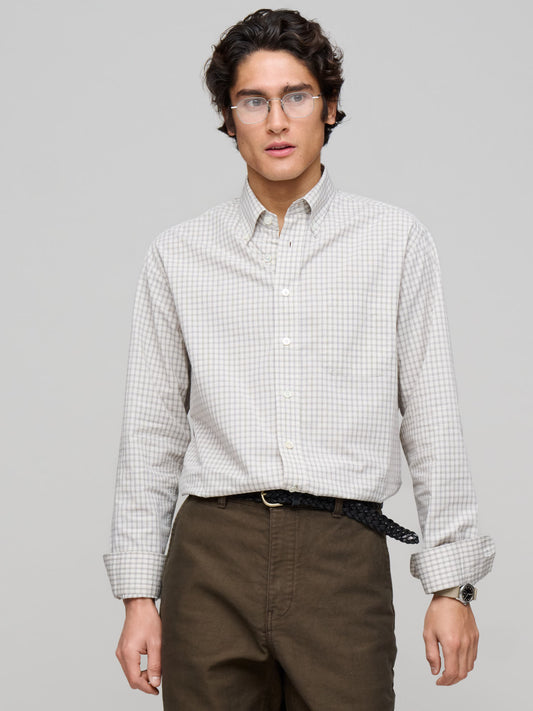American BD Fine Windowpane Check, Ecru/Taupe