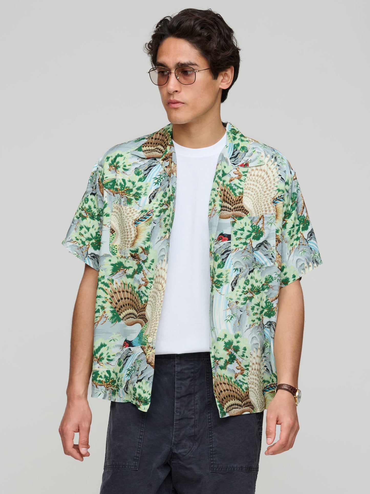 Peacock Garden Hawaiian Shirt, Green