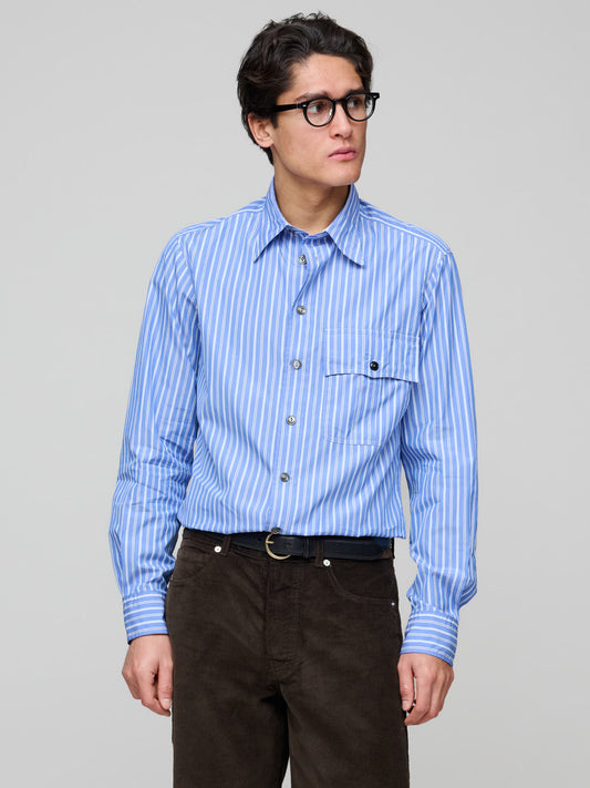 Officer’s Striped Shirt, Blue/White