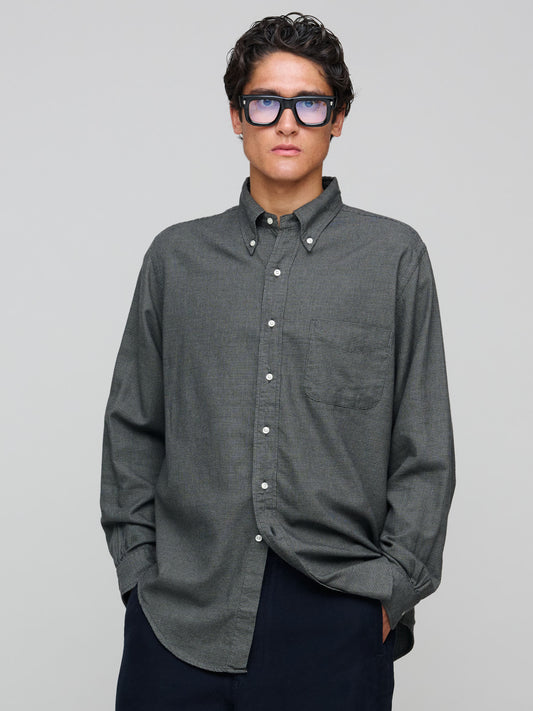 BD Shirt Soft Subtly Brushed Mini Check, Charcoal
