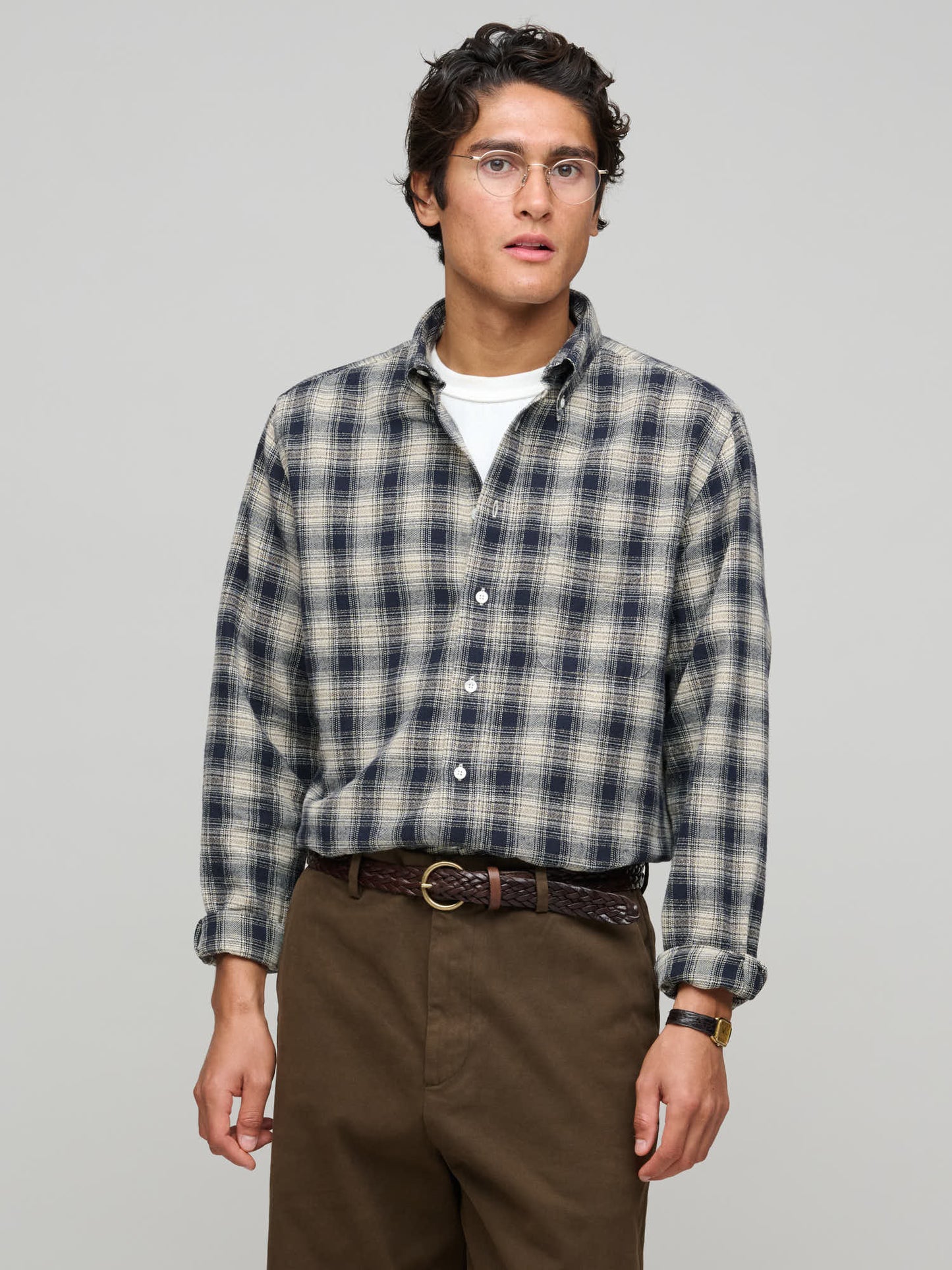American BD Shirt Vintage Glen Check, Navy