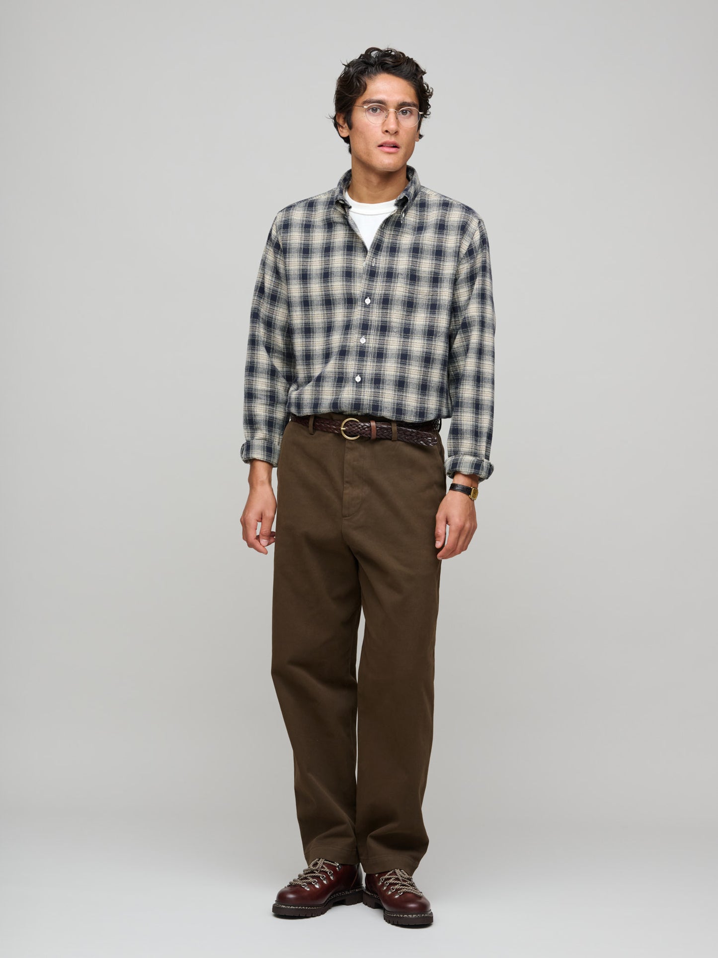 American BD Shirt Vintage Glen Check, Navy