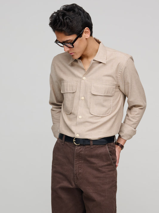 LS Camp Collar Shirt, Brown