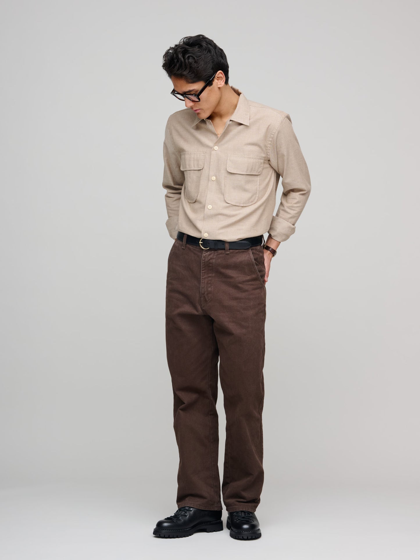 LS Camp Collar Shirt, Brown