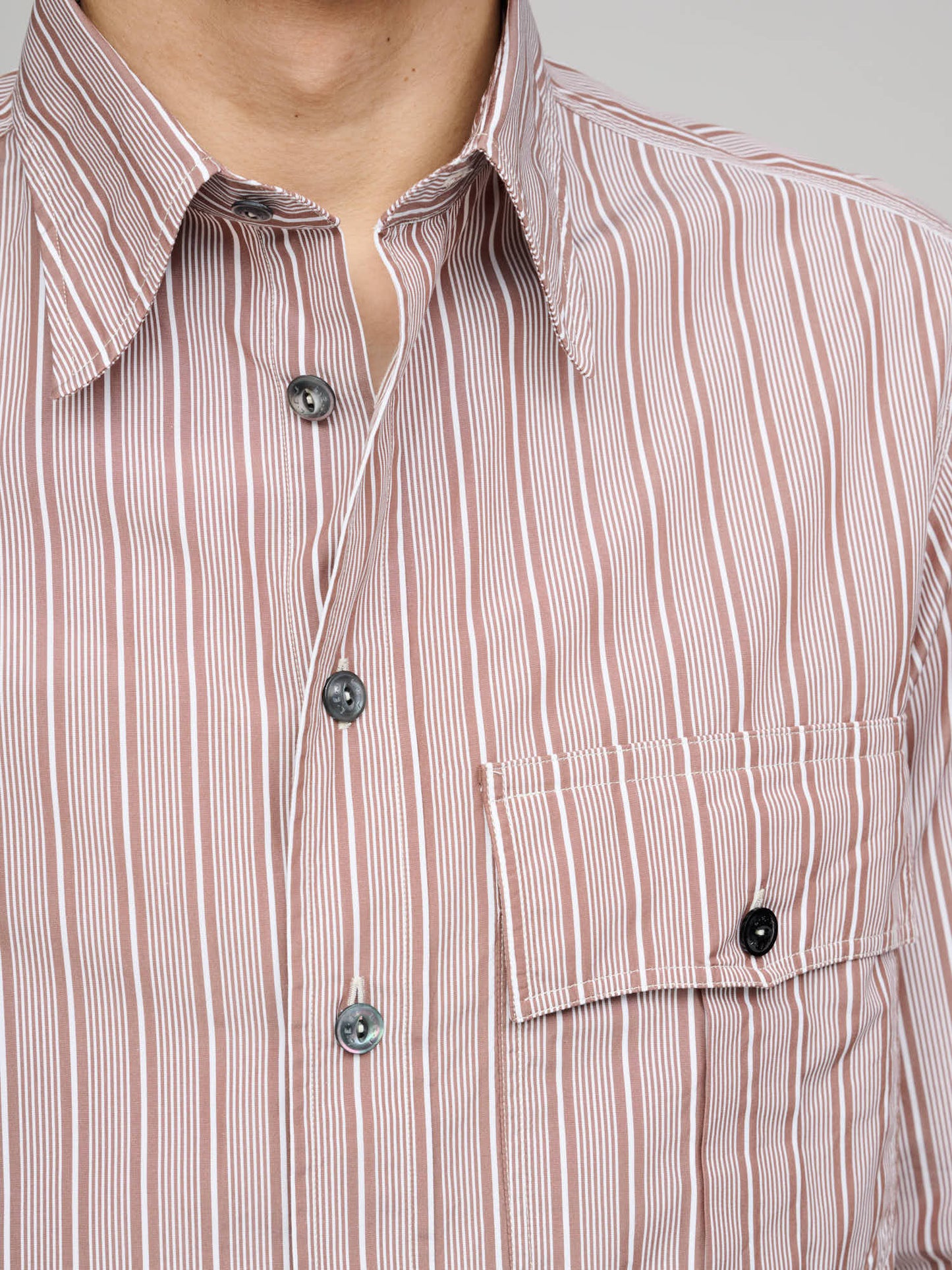Officer’s Striped Shirt, Brown/White