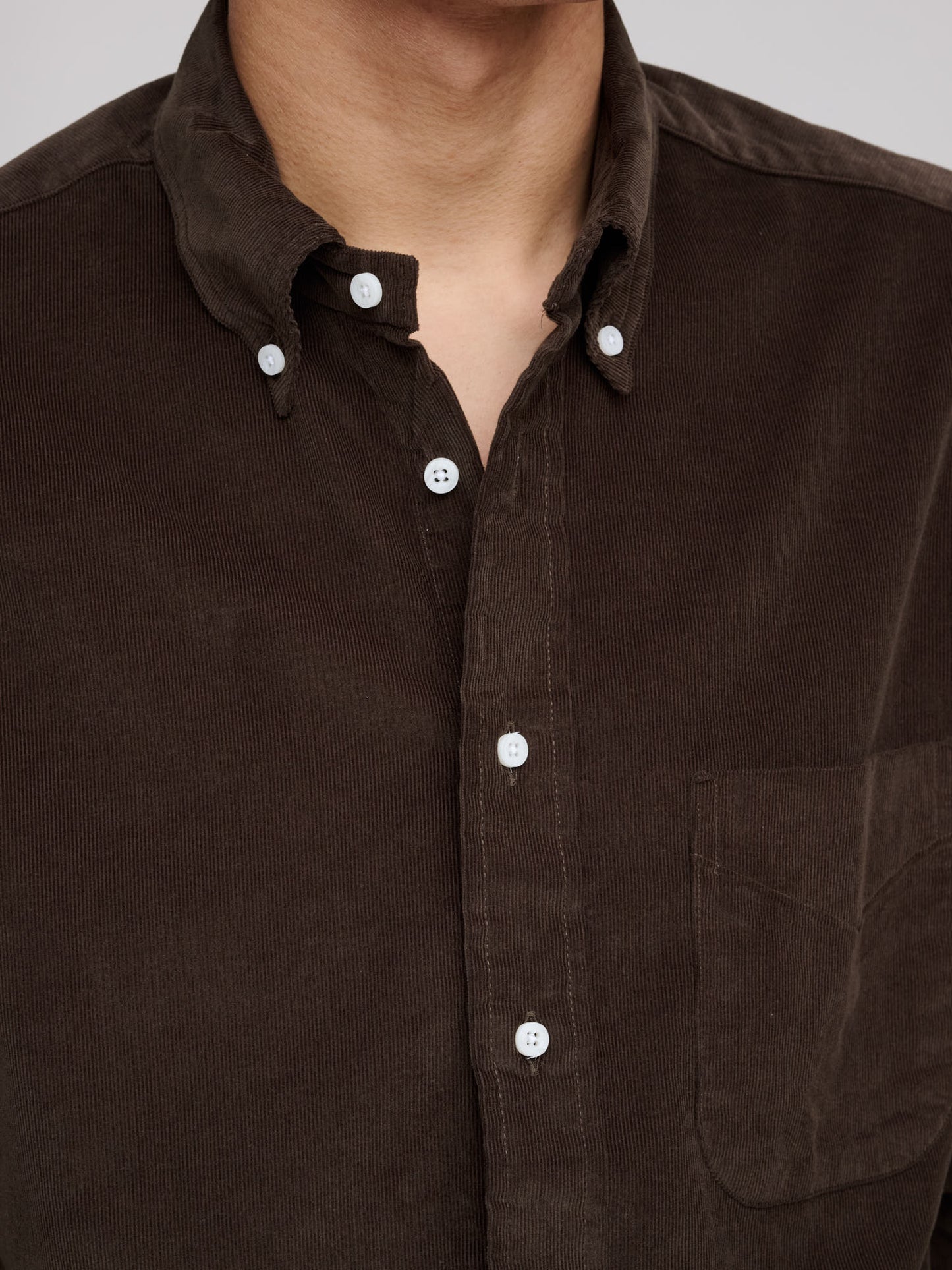 Fine Needle Corduroy Shirt, Dark Brown