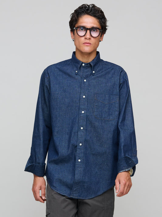 Denim Standard Button Down Shirt, One Wash