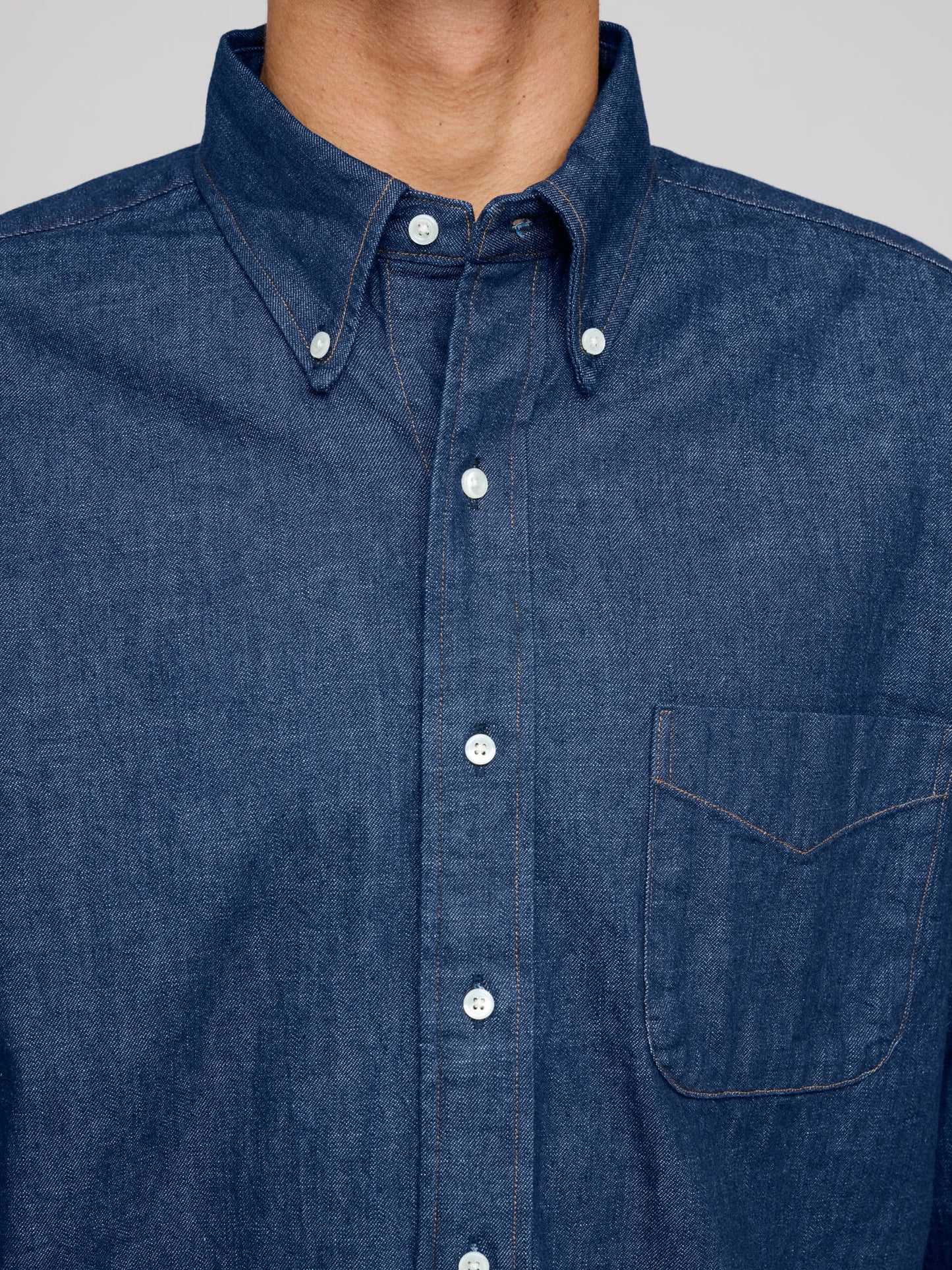 Denim Standard Button Down Shirt, One Wash