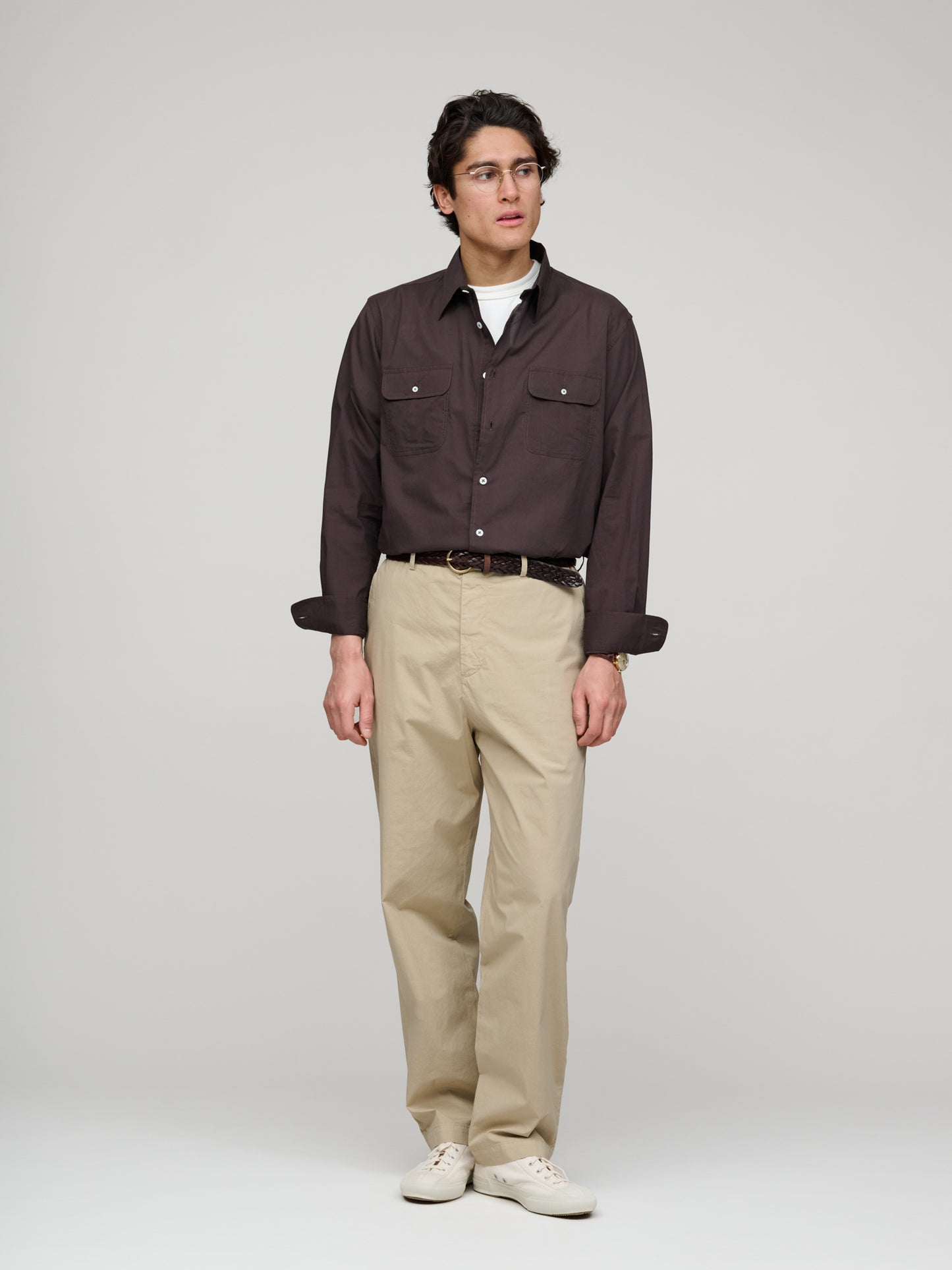 Artist Shirt Washed Cotton Voile, Dark Brown