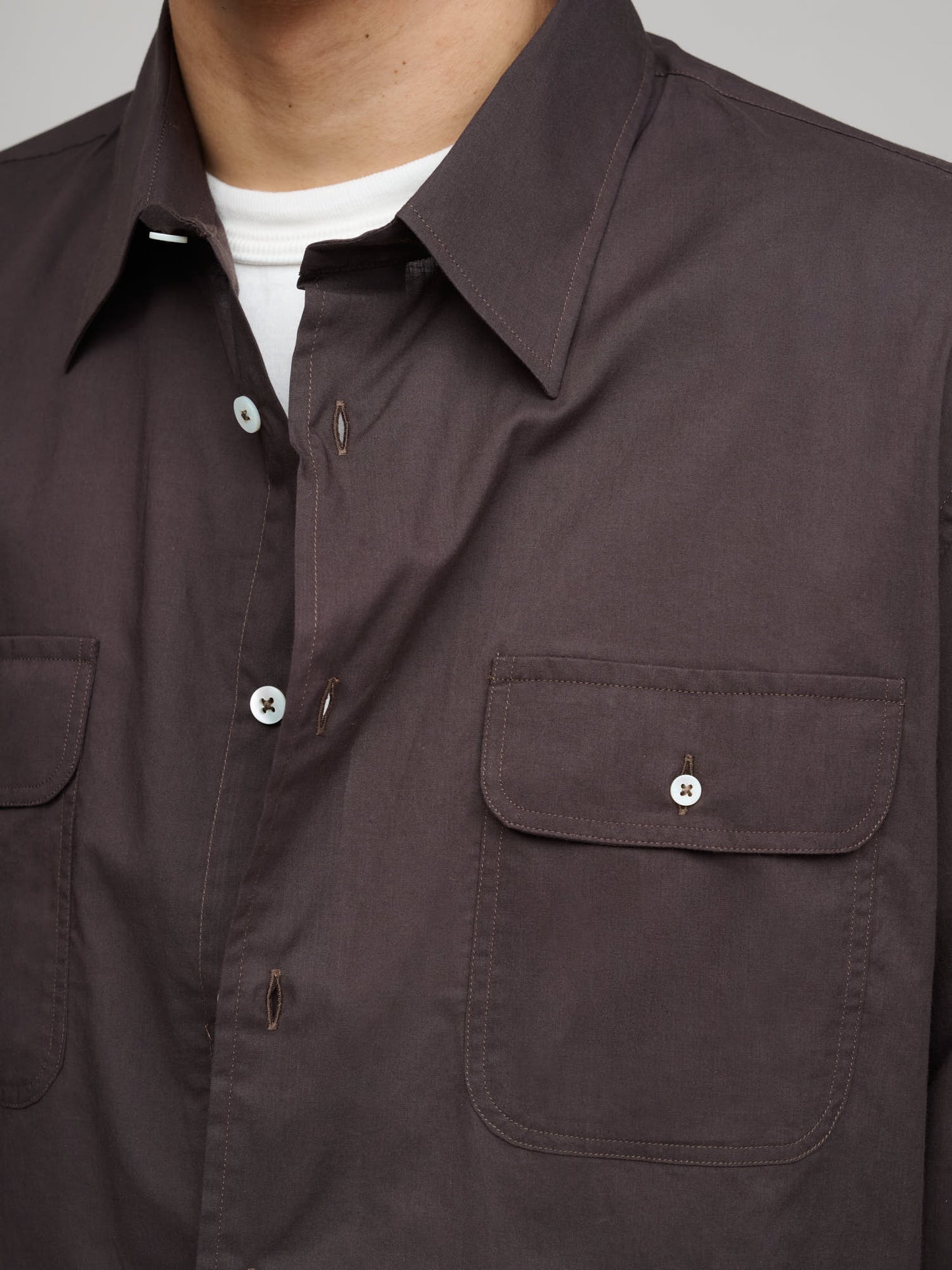 Artist Shirt Washed Cotton Voile, Dark Brown