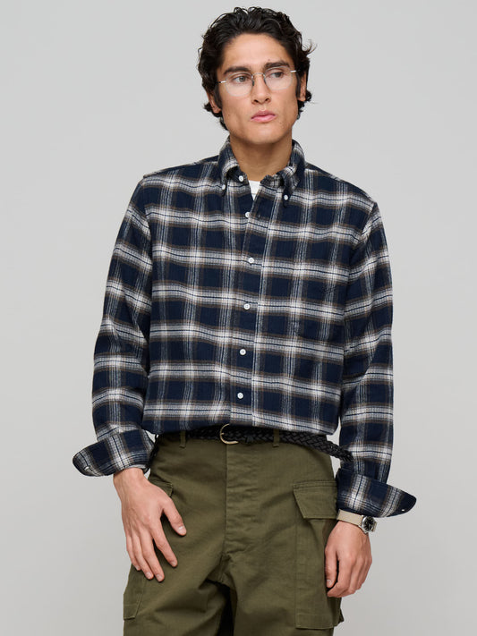 Heavy Pique Flannel Shirt, Brown