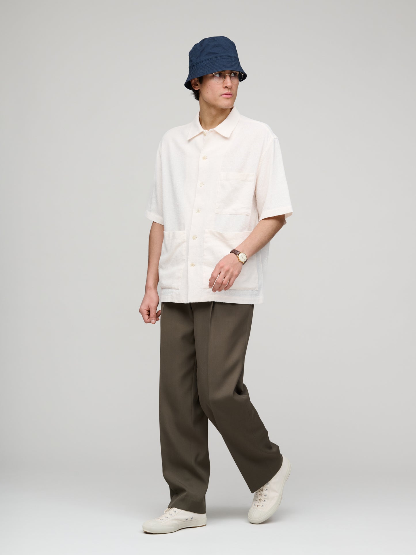 Donde Hopsack Shirt, Ecru