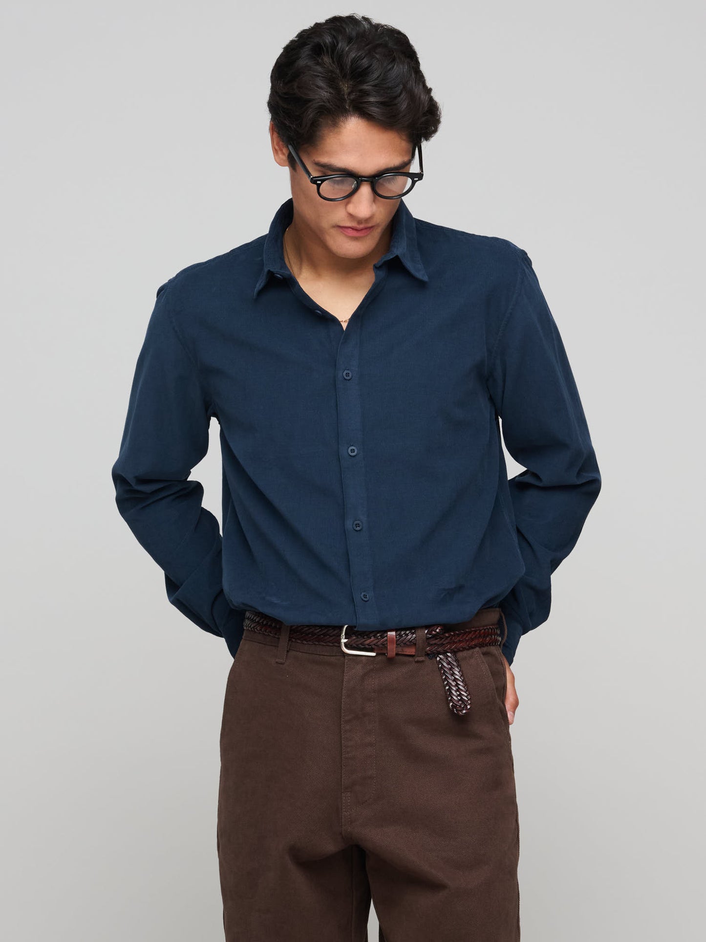 Fine Cord Shirt, Navy