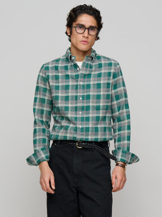 Brushed Winter Madras Shirt, Green